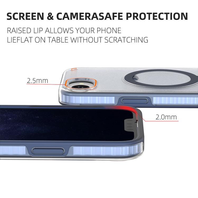 Funda colorida 2 en 1 con soporte de anillo MagSafe para iPhone 16e (negro transparente)