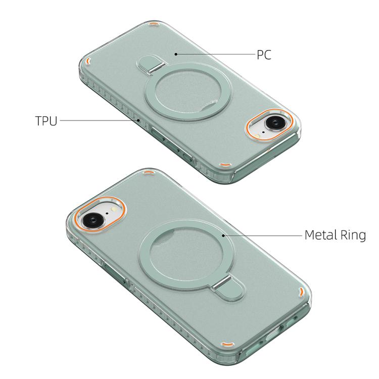 Funda colorida 2 en 1 con soporte de anillo MagSafe para iPhone 16e (rosa)