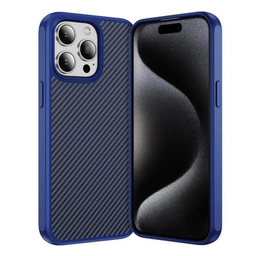 Funda MagSafe con textura de fibra de carbono y tacto suave para iPhone 15 Pro (azul)