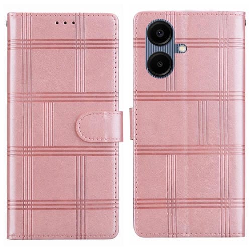 Funda de piel con relieve a cuadros para Samsung Galaxy A07 4G/5G (rosa)