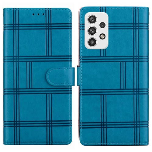 Funda de piel con relieve a cuadros para Samsung Galaxy A23 5G (azul)