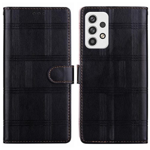 Funda de piel con relieve a cuadros para Samsung Galaxy A23 5G (negra)