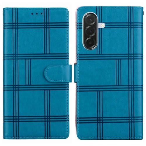 Funda de piel con relieve a cuadros para Samsung Galaxy A36 5G/A56 5G (azul)