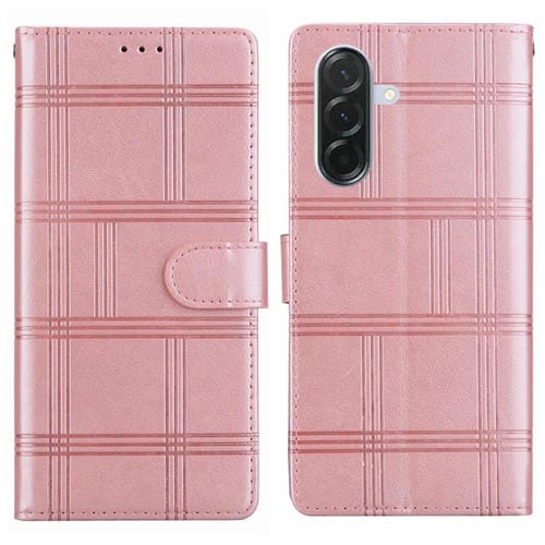Funda de piel con relieve a cuadros para Samsung Galaxy A36 5G/A56 5G (rosa)