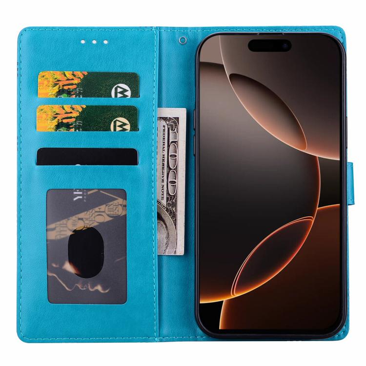 Funda de piel con relieve a cuadros para iPhone 16e (azul)