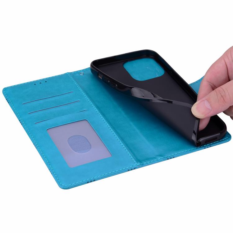 Funda de piel con relieve a cuadros para iPhone 16e (azul)