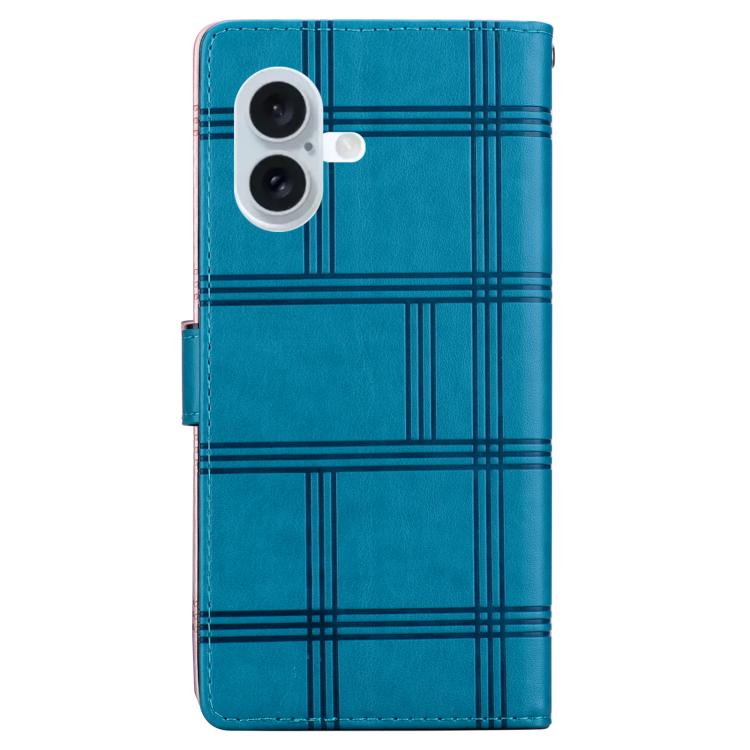 Funda de piel con relieve a cuadros para iPhone 16 (azul)