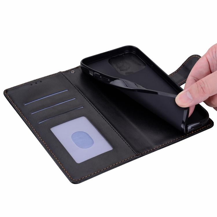 Funda de piel con relieve a cuadros para iPhone 16 (negra)