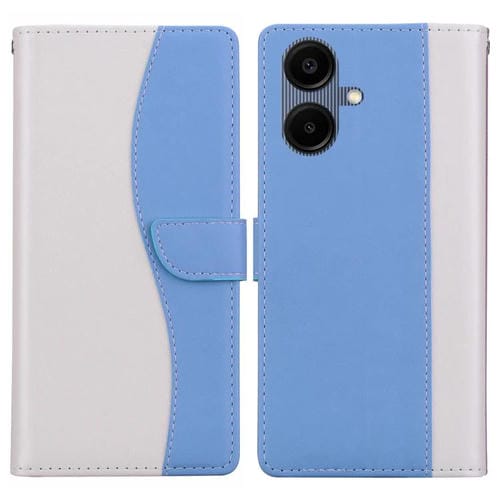 Funda de cuero bicolor con relieve para Samsung Galaxy A06 4G/5G (blanco y azul)