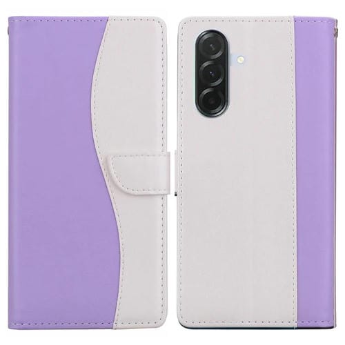 Funda de cuero bicolor con relieve para Samsung Galaxy A36 5G/A56 5G (morado y blanco)