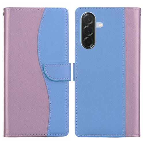 Funda de cuero bicolor con relieve para Samsung Galaxy A26 5G (rosa y azul)
