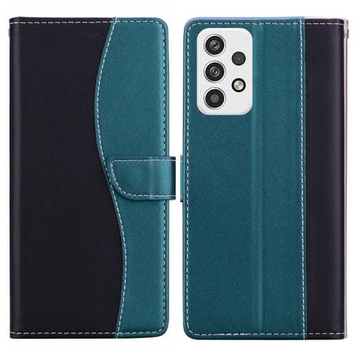 Funda de cuero bicolor con relieve para Samsung Galaxy A32 4G (negro y verde)