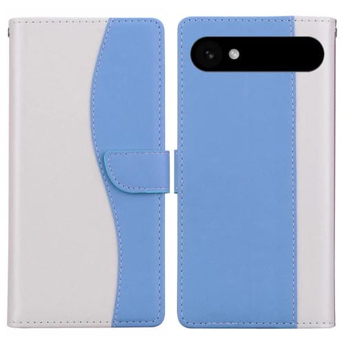 Funda de cuero bicolor con relieve Air para iPhone 17 (blanco y azul)
