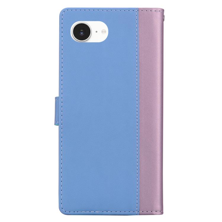 Funda de cuero bicolor con relieve para iPhone 16e (rosa y azul)