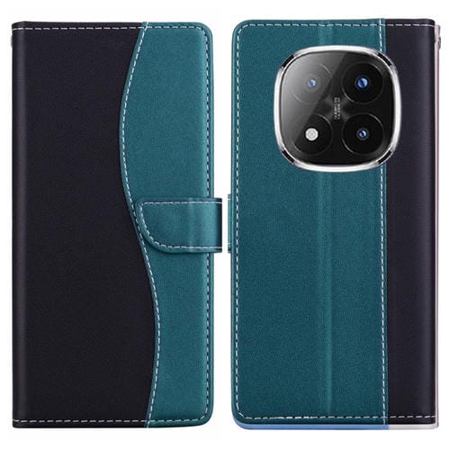 Funda de cuero bicolor con relieve para Redmi Note 14 Pro+ 5G / Poco X7 5G (negro y verde)