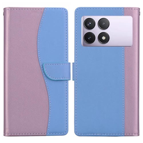 Funda de cuero bicolor con relieve para Redmi K70E/Poco X6 Pro (rosa y azul)