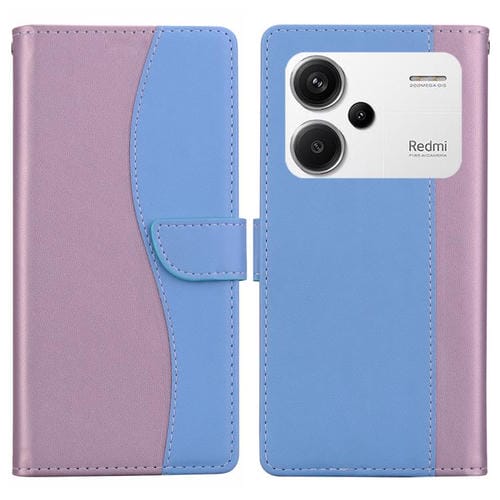 Funda de cuero bicolor con relieve para Redmi Note 13 Pro+ (rosa y azul)