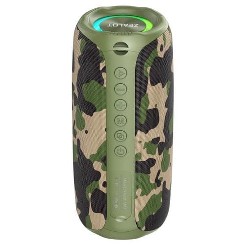 Altavoz Bluetooth portátil Zealot MP2 de 20 W con RGB para exteriores (camuflaje)