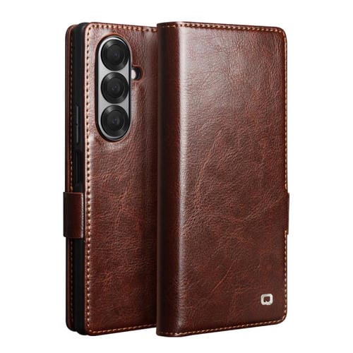 Funda de cuero genuino QIALINO para Samsung Galaxy Z Fold7 5G (marrón)
