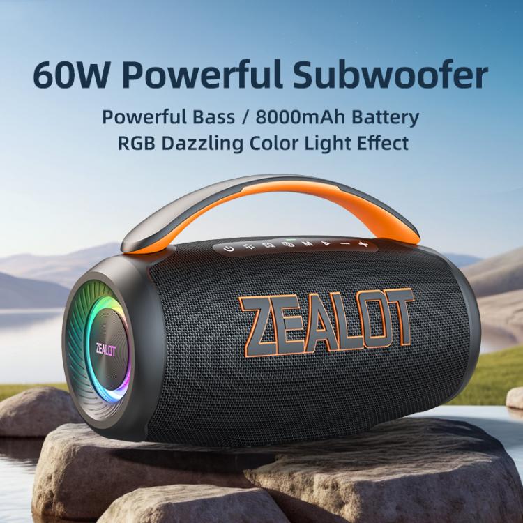 Altavoz Bluetooth portátil Zealot P12 de 60 W con RGB para exteriores (azul)