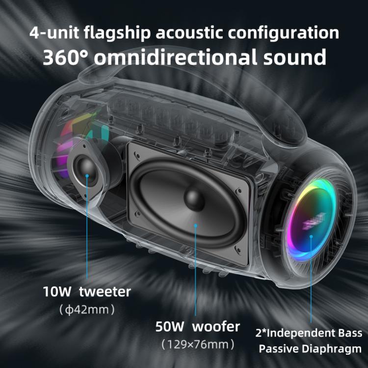 Altavoz Bluetooth portátil Zealot P12 de 60 W con RGB para exteriores (azul)