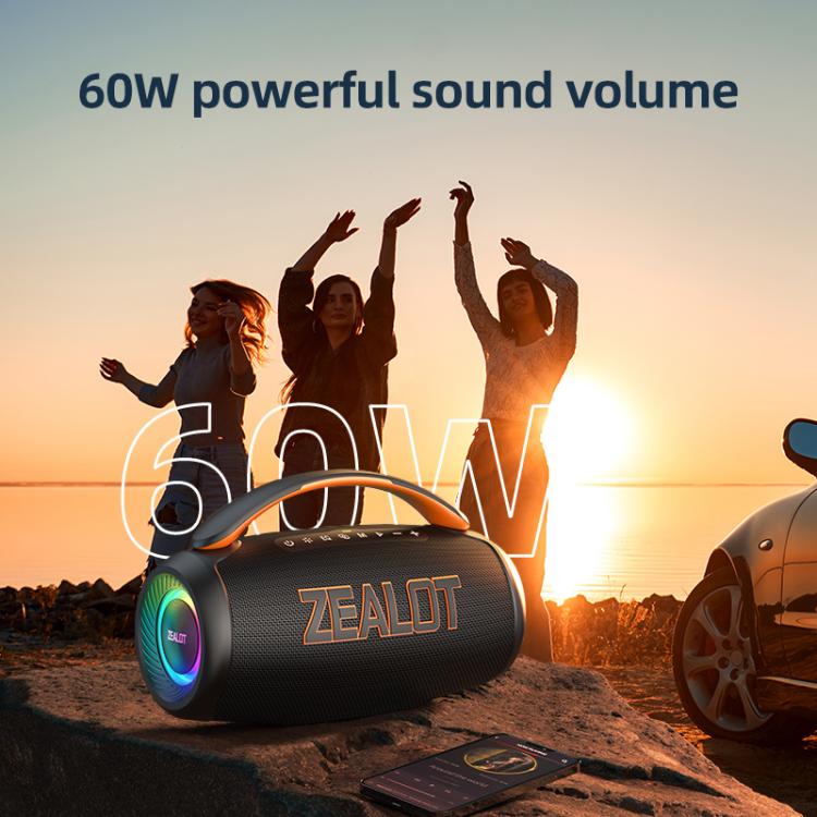 Altavoz Bluetooth portátil Zealot P12 de 60 W con RGB para exteriores (azul)