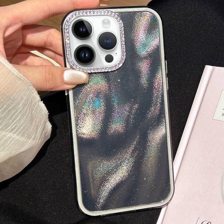 Funda 3 en 1 con diseño de arena movediza y marco de diamante para iPhone 12 Pro Max (negra)
