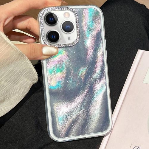 Funda 3 en 1 con diseño de arena movediza y marco de diamante para iPhone 11 Pro Max (plateada)