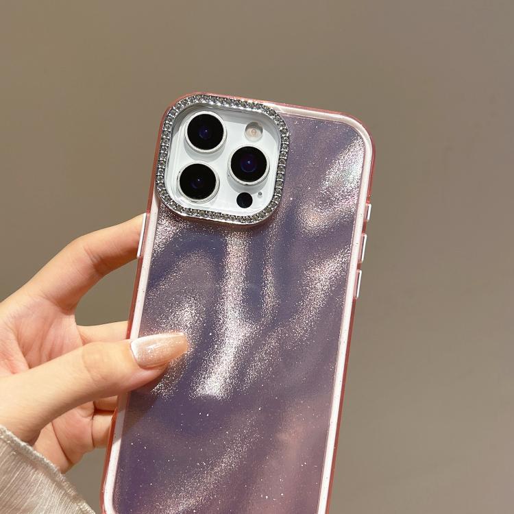 Funda 3 en 1 con diseño de arena movediza y marco de diamante para iPhone 13 Pro (plateada)