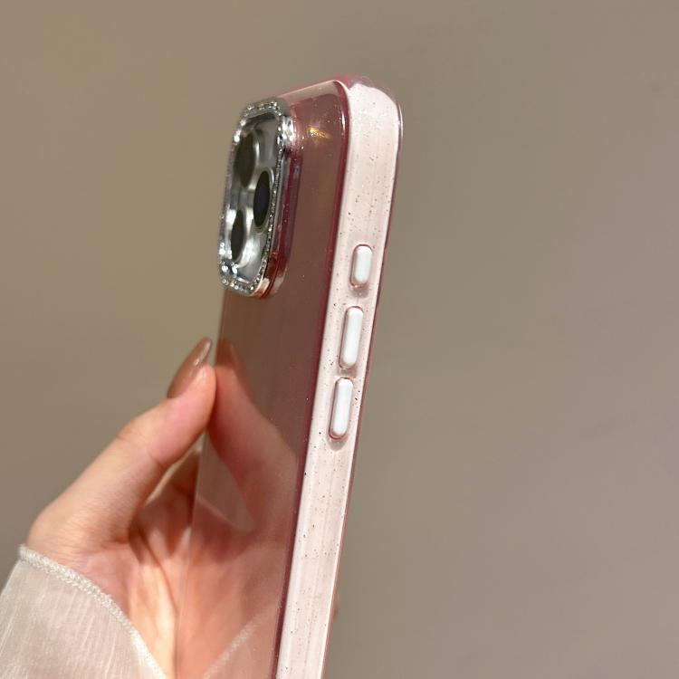 Funda 3 en 1 con diseño de arena movediza y marco de diamante para iPhone 13 Pro (plateada)