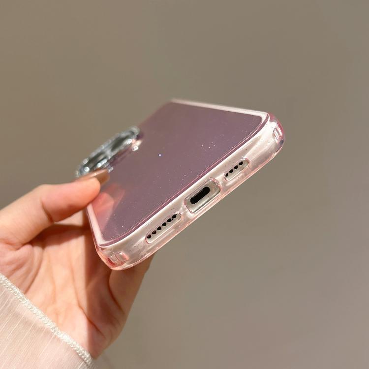 Funda 3 en 1 con diseño de arena movediza y marco de diamante para iPhone 13 Pro (plateada)