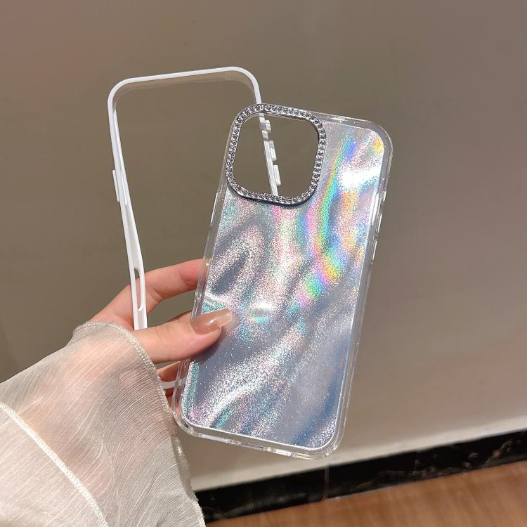 Funda 3 en 1 con diseño de arena movediza y marco de diamante para iPhone 13 Pro (morado)