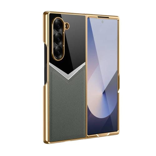 Funda plegable de cuero con contraste integrado para Samsung Galaxy Z Fold6 5G (verde)