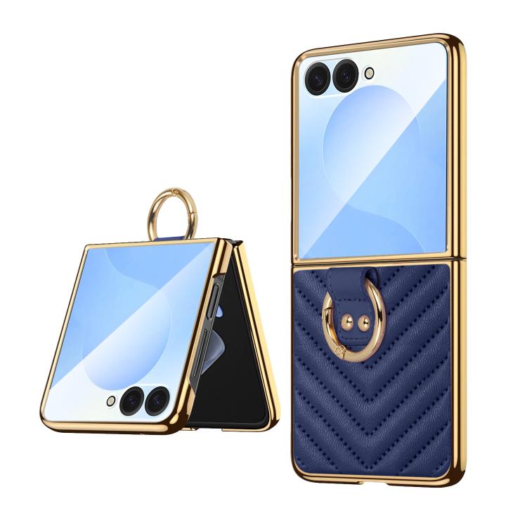Funda de cuero con anillo metálico VIETAO Dream Series para Samsung Galaxy Z Flip7 (azul)