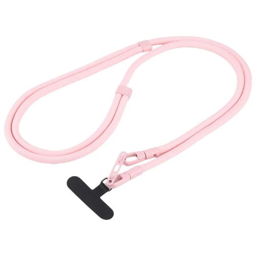 Cordón ajustable para teléfono móvil cruzado de poliéster de 7 mm, color sólido, con hebilla de doble cara (rosa)