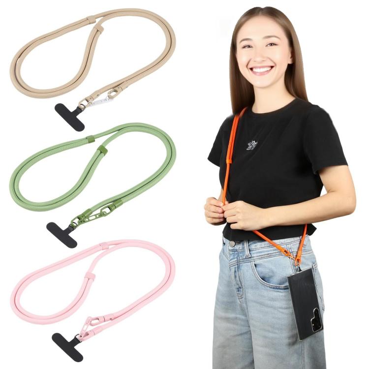 Cordón ajustable para teléfono móvil cruzado de poliéster de 7 mm, color sólido, con hebilla de doble cara (naranja)