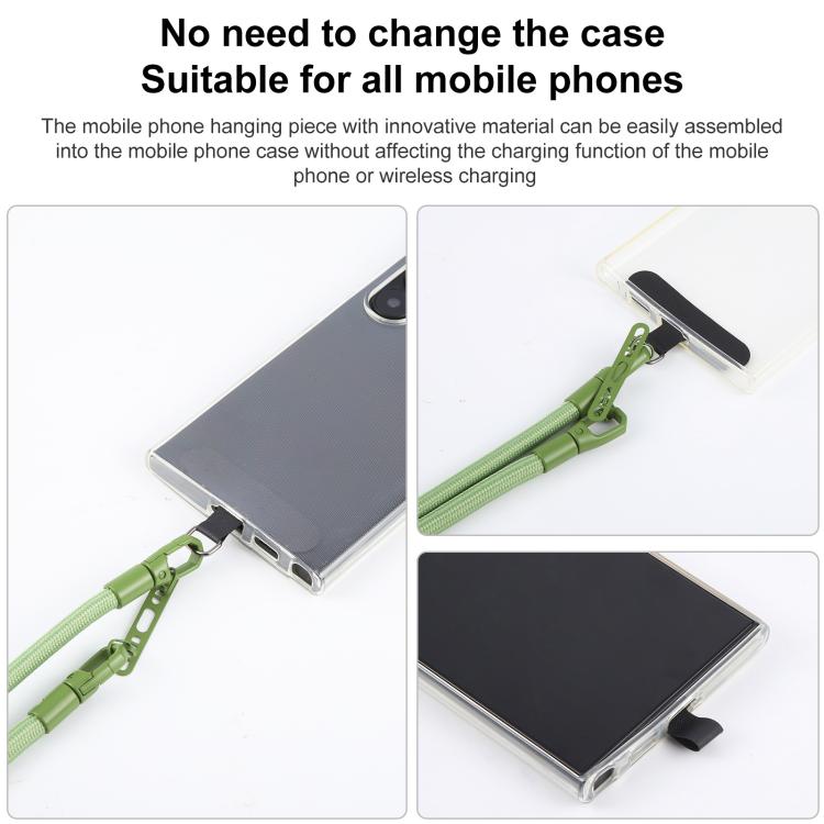 Cordón ajustable para teléfono móvil cruzado de poliéster de 7 mm, color sólido, con hebilla de doble cara (verde)