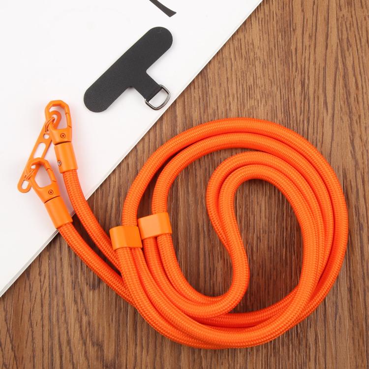 Cordón ajustable para teléfono móvil cruzado de poliéster de 7 mm, color sólido, con hebilla de doble cara (naranja)