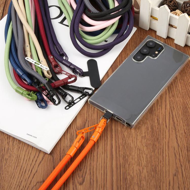 Cordón ajustable para teléfono móvil cruzado de poliéster de 7 mm, color sólido, con hebilla de doble cara (verde)