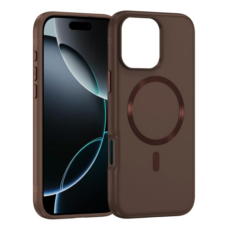 For iPhone 16 Pro Max Imitation Original CD Texture Magsafe PC Hybrid TPU Phone Case(Coffee)