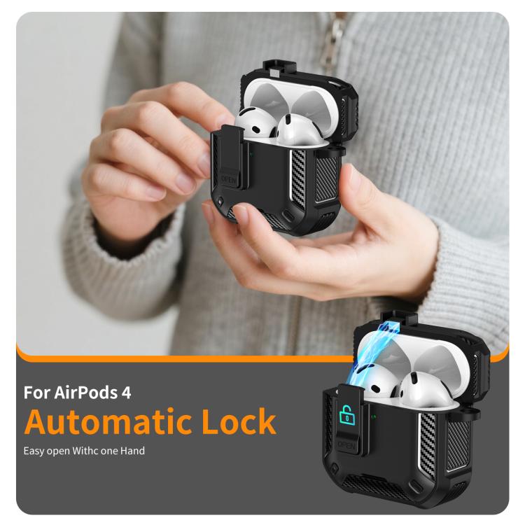 For AirPods Pro 2 Two Color MagSafe Magnetic Earphone Case with Holder & Security Lock(Black)