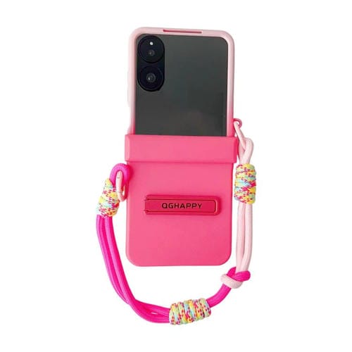 Funda para Xiaomi Mix Flip con hebilla lateral de TPU integrada y pulsera (rosa y rojo rosa)