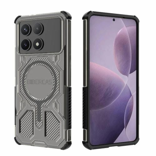 Funda BIBERCAS transparente con diseño de bolsa de aire MagSafe para Redmi K70 (negra)