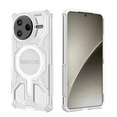 Funda BIBERCAS transparente con diseño de bolsa de aire MagSafe para Redmi K80 Pro (blanca)