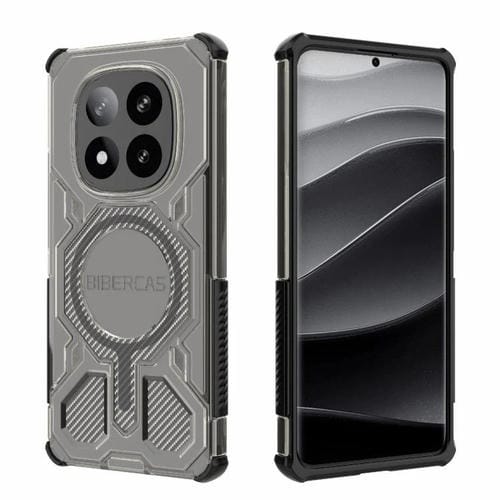 Funda BIBERCAS transparente con protección MagSafe Airbag para Redmi Note 14 Pro+ 5G (negra)
