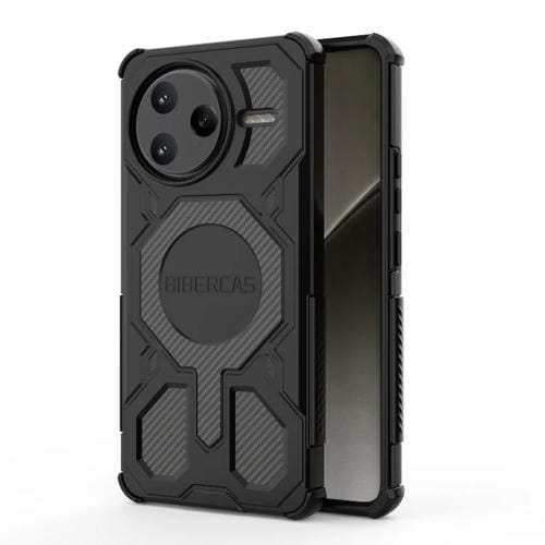 Funda BIBERCAS Real Color Series MagSafe a prueba de golpes para Redmi K80 Pro (negra)