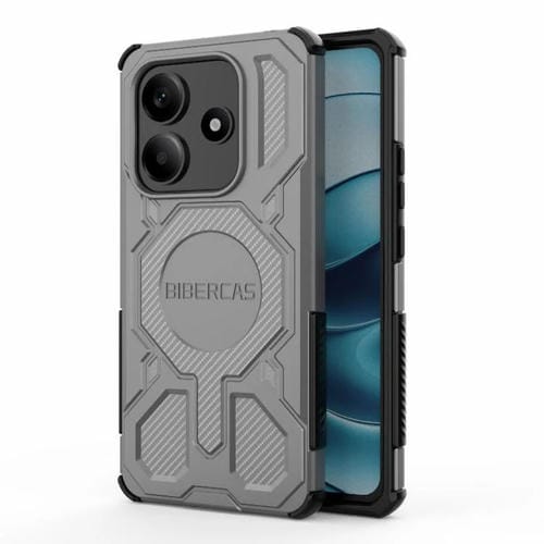 Funda BIBERCAS Real Color Series MagSafe a prueba de golpes para Redmi Note 14 5G (gris)
