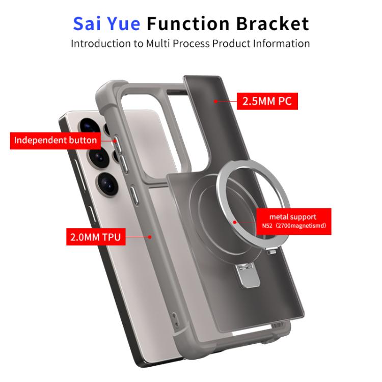 Funda para Samsung Galaxy S24 Ultra 5G con soporte MagSafe de cuatro esquinas a prueba de golpes (negra)