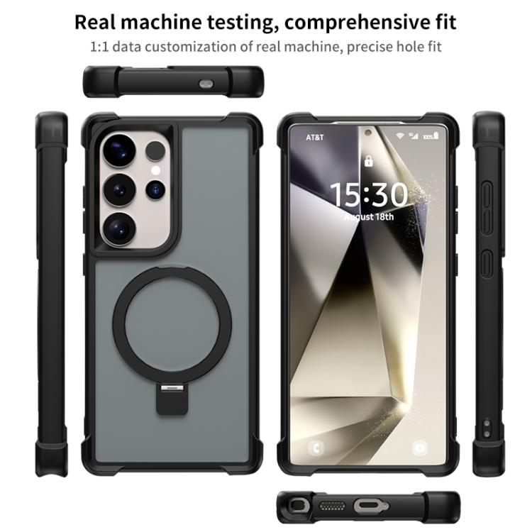 Funda para Samsung Galaxy S24 Ultra 5G con soporte MagSafe de cuatro esquinas a prueba de golpes (negra)