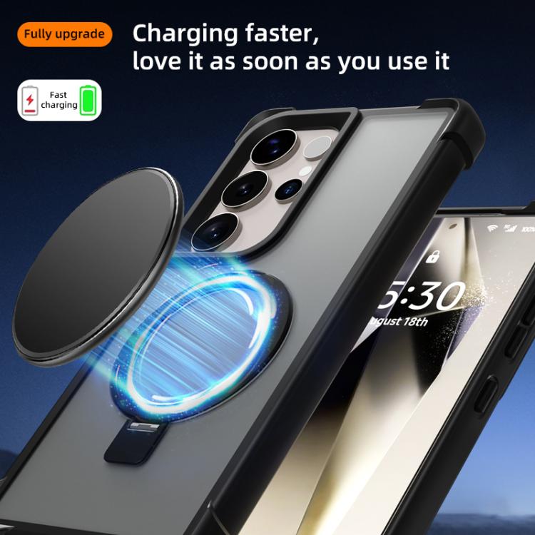 Funda para Samsung Galaxy S24 Ultra 5G con soporte MagSafe de cuatro esquinas a prueba de golpes (negra)